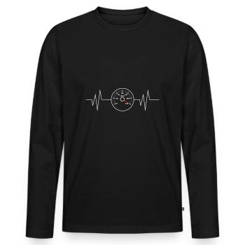 Tachometer 120 km/h Herzschlag Puls - Männer Premium Bio Langarmshirt - Schwarz - Vorne - Nico (187cm)