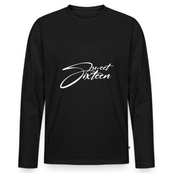 DOUX 16ÈME ANNIVERSAIRE SWEET SIXTEEN - T-shirt manches longues Premium bio Homme - noir - Devant - Nico (187cm)