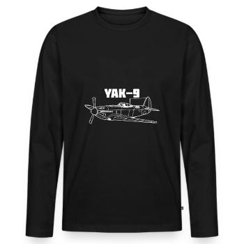 Flugzeug Jakowlew Jak-9 UdSSR Kampfflugzeug - Männer Premium Bio Langarmshirt - Schwarz - Vorne - Nico (187cm)