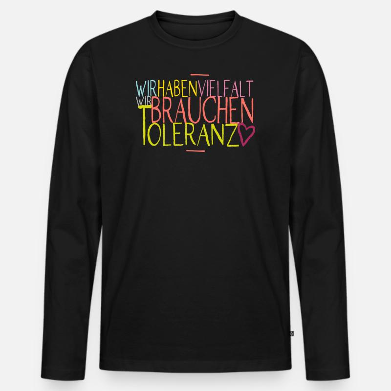 Vielfalt + Toleranz | CSD 2021 - Männer Premium Bio Langarmshirt - Schwarz