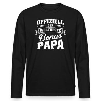 Offiziell der weltbeste Bonus Papa - Männer Premium Bio Langarmshirt - Schwarz - Vorne - Nico (187cm)