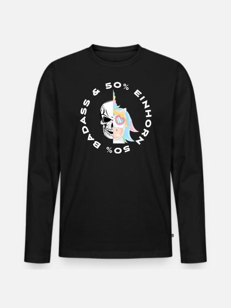 Enhörning och Badass Unicorn Present Födelsedag - Ekologisk långärmad premium-T-shirt herr - svart
