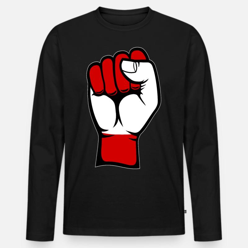 Österreich Flagge Faust - Männer Premium Bio Langarmshirt - Schwarz