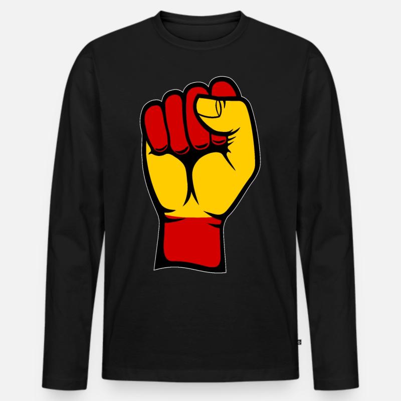 Spanien Flagge Faust - Männer Premium Bio Langarmshirt - Schwarz