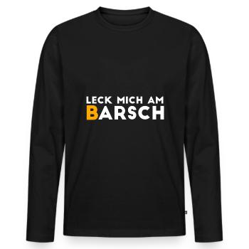 Leck mir den Barsch. Leck mich am Barsch. - Männer Premium Bio Langarmshirt - Schwarz - Vorne - Nico (187cm)