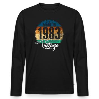Vintage Made in 1983 Geburtsjahr 1983 Geburtstag - Männer Premium Bio Langarmshirt - Schwarz - Vorne - Nico (187cm)