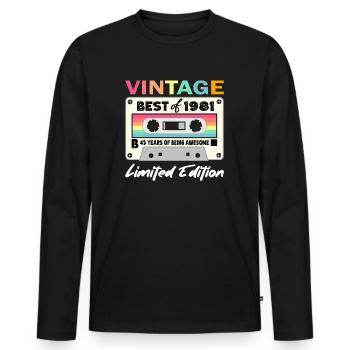 Best of 1981 - 43e anniversaire édition limitée - T-shirt manches longues Premium bio Homme - noir - Devant - Nico (187cm)