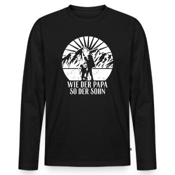 Wandern - Wie der Papa so der Sohn Partnerlook - Männer Premium Bio Langarmshirt - Schwarz - Vorne - Nico (187cm)