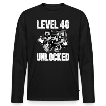 40 Anniversaire Niveau 40 Anniversaire Débloqué 40 ans - T-shirt manches longues Premium bio Homme - noir - Devant - Nico (187cm)