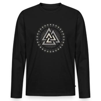 Valknut, Wotansknoten, Odin | Viking Nordique - T-shirt manches longues Premium bio Homme - noir - Devant - Nico (187cm)