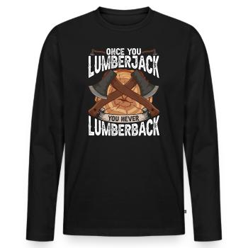 One You Lumberjack You Never Lumberback Holzfäller - Männer Premium Bio Langarmshirt - Schwarz - Vorne - Nico (187cm)