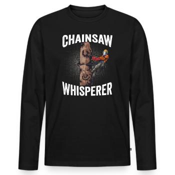 Tronçonneuse Chuchoteur Bûcheron Tronçonneuse - T-shirt manches longues Premium bio Homme - noir - Devant - Nico (187cm)