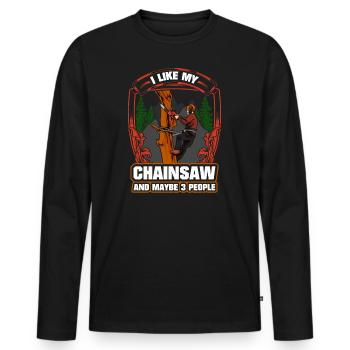 Motorsäge I Like My Chainsaw And Mabye 3 People - Männer Premium Bio Langarmshirt - Schwarz - Vorne - Nico (187cm)