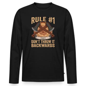 Règle de hache n ° 1 Ne le jetez pas à l’envers Bûcheron - T-shirt manches longues Premium bio Homme - noir - Devant - Nico (187cm)