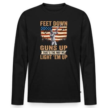 Hunter Feet Down Guns Up Chasse au canard - T-shirt manches longues Premium bio Homme - noir - Devant - Nico (187cm)