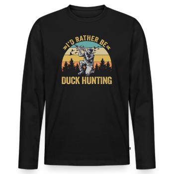 Duck Hunter I'd Rather Be Duck Hunting - Men's Premium Organic Long Sleeve Shirt - black - Front - Nico (187cm)