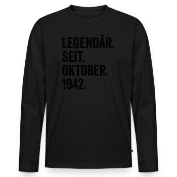 80 Jahre Legendär Seit Oktober 1942 80. Geburtstag - Männer Premium Bio Langarmshirt - Schwarz - Vorne - Nico (187cm)