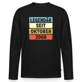 14 Jahre Legendär Seit Oktober 2008 14. Geburtstag - Männer Premium Bio Langarmshirt - Schwarz - Vorne - Nico (187cm)