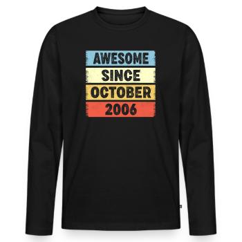 Génial depuis octobre 2006 16ème anniversaire - T-shirt manches longues Premium bio Homme - noir - Devant - Nico (187cm)