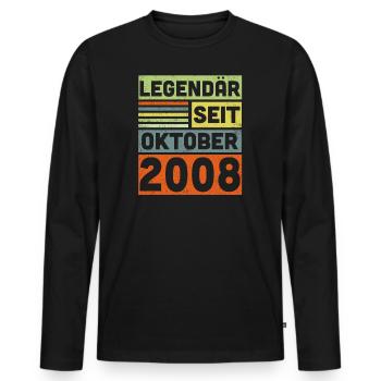 14 Jahre Legendär Seit Oktober 2008 14. Geburtstag - Männer Premium Bio Langarmshirt - Schwarz - Vorne - Nico (187cm)