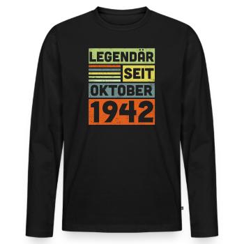 80 Jahre Legendär Seit Oktober 1942 80. Geburtstag - Männer Premium Bio Langarmshirt - Schwarz - Vorne - Nico (187cm)