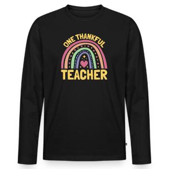 One Thankful Teacher Lehrer - Männer Premium Bio Langarmshirt - Schwarz - Vorne - Nico (187cm)