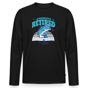 Locataire O’Fishally Retraité Pension Pêcheur Pêcheur - T-shirt manches longues Premium bio Homme - noir - Devant - Nico (187cm)