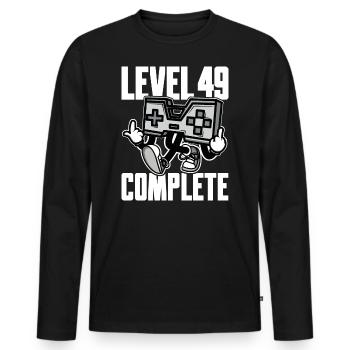 Niveau 49 Cadeau d’anniversaire complet 49 ans - T-shirt manches longues Premium bio Homme - noir - Devant - Nico (187cm)