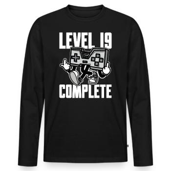 Level 19 Complete Birthday Gift 19 Years - Men's Premium Organic Long Sleeve Shirt - black - Front - Nico (187cm)