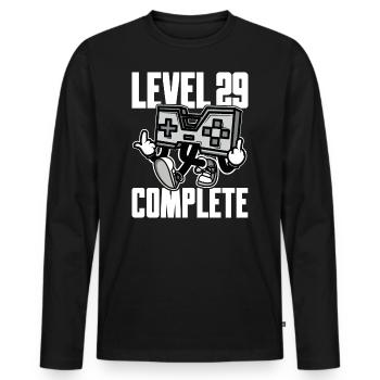 Level 29 Complete Birthday Gift 29 Years - Men's Premium Organic Long Sleeve Shirt - black - Front - Nico (187cm)