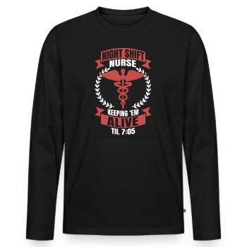 Nurses Night Shift Nurse Nursing - Men's Premium Organic Long Sleeve Shirt - black - Front - Nico (187cm)