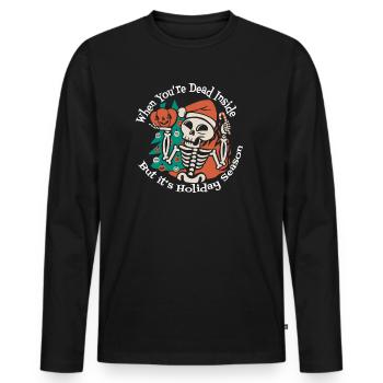 Dead Inside mais c’est Noël pendant les fêtes - T-shirt manches longues Premium bio Homme - noir - Devant - Nico (187cm)