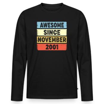 Génial depuis novembre 2001 21ème anniversaire - T-shirt manches longues Premium bio Homme - noir - Devant - Nico (187cm)