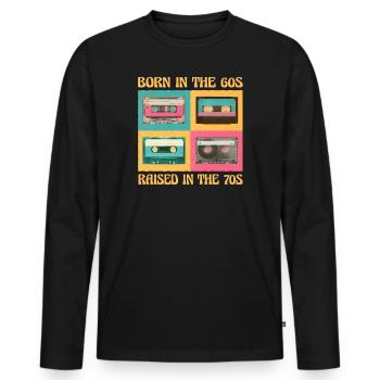 Born In The 60s Raised In The 70s - Men's Premium Organic Long Sleeve Shirt - black - Front - Nico (187cm)