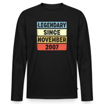 15 Years Old Legendary Since November 2007 15th - Men's Premium Organic Long Sleeve Shirt - black - Front - Nico (187cm)