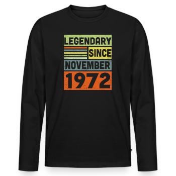 50 Years Old Legendary Since November 1972 50th - Men's Premium Organic Long Sleeve Shirt - black - Front - Nico (187cm)