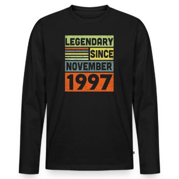 25 Years Old Legendary Since November 1997 25th - Men's Premium Organic Long Sleeve Shirt - black - Front - Nico (187cm)
