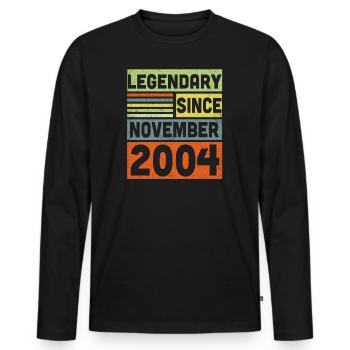 Legendary Since November 2004 18. Geburtstag - Männer Premium Bio Langarmshirt - Schwarz - Vorne - Nico (187cm)