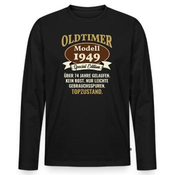 74 years oldtimer model 1949 74th birthday - Men's Premium Organic Long Sleeve Shirt - black - Front - Nico (187cm)