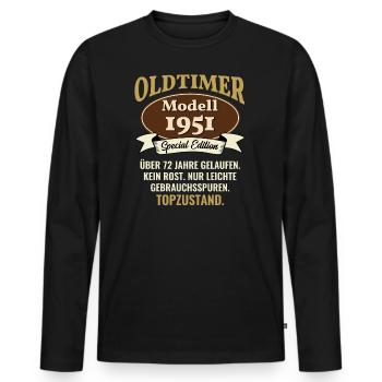 72 years oldtimer model 1951 72nd birthday - Men's Premium Organic Long Sleeve Shirt - black - Front - Nico (187cm)