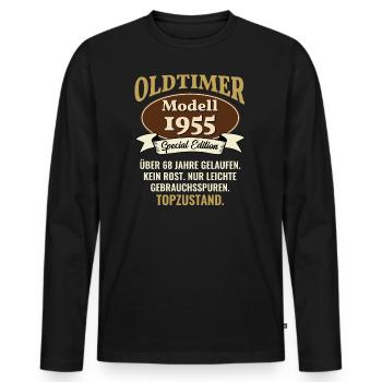 68 Jahre Oldtimer Modell 1955 68. Geburtstag - Männer Premium Bio Langarmshirt - Schwarz - Vorne - Nico (187cm)