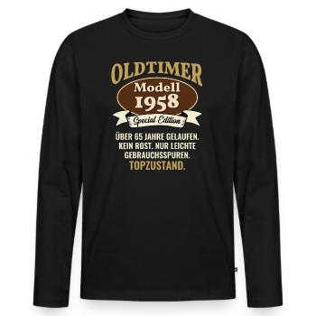 65 Jahre Oldtimer Modell 1958 65. Geburtstag - Männer Premium Bio Langarmshirt - Schwarz - Vorne - Nico (187cm)