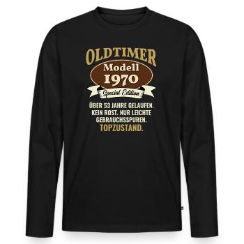 53 years oldtimer model 1970 53rd birthday - Men's Premium Organic Long Sleeve Shirt - black - Front - Nico (187cm)