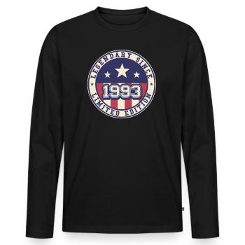 Legendary Since 1993 30. Geburtstag - Männer Premium Bio Langarmshirt - Schwarz - Vorne - Nico (187cm)