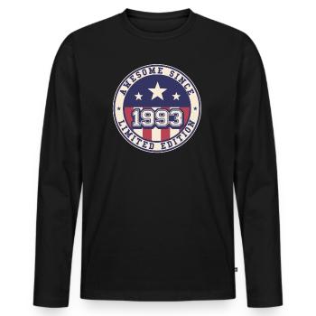 Awesome Since 1993 30. Geburtstag - Männer Premium Bio Langarmshirt - Schwarz - Vorne - Nico (187cm)