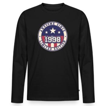 25 Years Old Awesome Since 1998 25th Birthday - Men's Premium Organic Long Sleeve Shirt - black - Front - Nico (187cm)