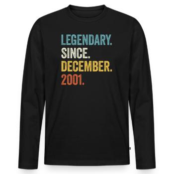 Légendaire depuis décembre 2001 21ème anniversaire - T-shirt manches longues Premium bio Homme - noir - Devant - Nico (187cm)