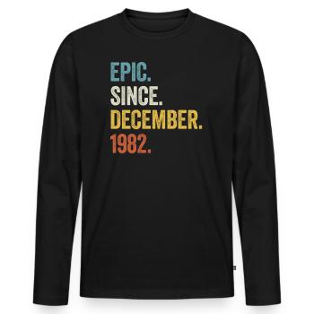 40 Years Old December 1982 40th Birthday - Men's Premium Organic Long Sleeve Shirt - black - Front - Nico (187cm)