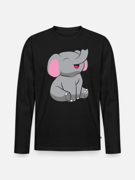 Eléphant - Bébé éléphant - T-shirt manches longues Premium bio Homme - noir