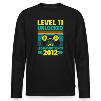 Level 11 Unlocked 2012 Zocken 11. Geburtstag Gamer - Männer Premium Bio Langarmshirt - Schwarz - Vorne - Nico (187cm)